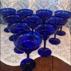 10 Cobalt Blue Vintage Margarita Glasses